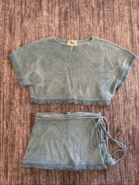 NEW Anthropologie Ollari Terrycloth Cropped Short Sleeve Top Coverup Swim